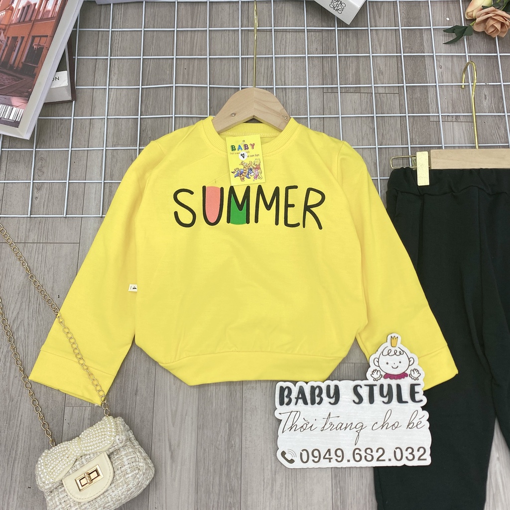 Set bộ quần áo nỉ thu đông &quot;SUMNER&quot; 13-45kg cho bé gái 4-14 tuổi. Vải da cá dày dặn. G34