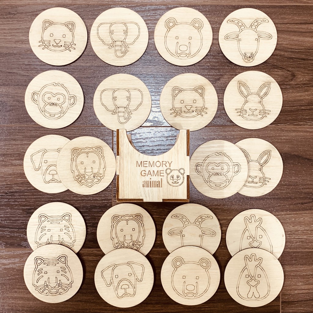 Đồ Chơi Thông Minh,Bộ Học Liệu Montessori Giúp Trẻ Rèn Luyện Trí Nhớ Memory Game 20 Thẻ Gỗ Loại To,Board Game Giáo Dục
