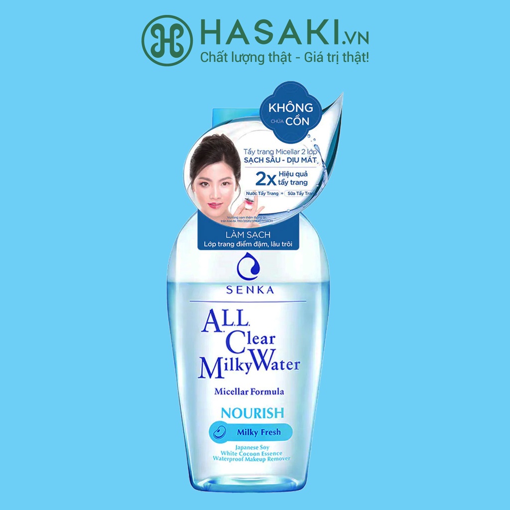 [Mã SKAMONTH4 giảm 10% đơn 50K] Nước Sữa Tẩy Trang Senka 2 Lớp Sạch Sâu &amp; Dịu Mát All Clear Milky Water Nourish 230ml