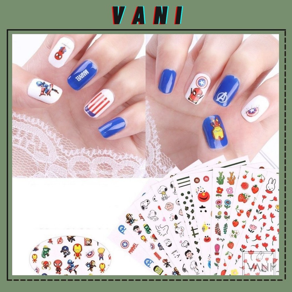 STICKER NAIL DÁN MÓNG TAY HÌNH ANH HÙNG IRON MAN AVENGERS DỄ THƯƠNG (BẢNG 2) - VANI STORE