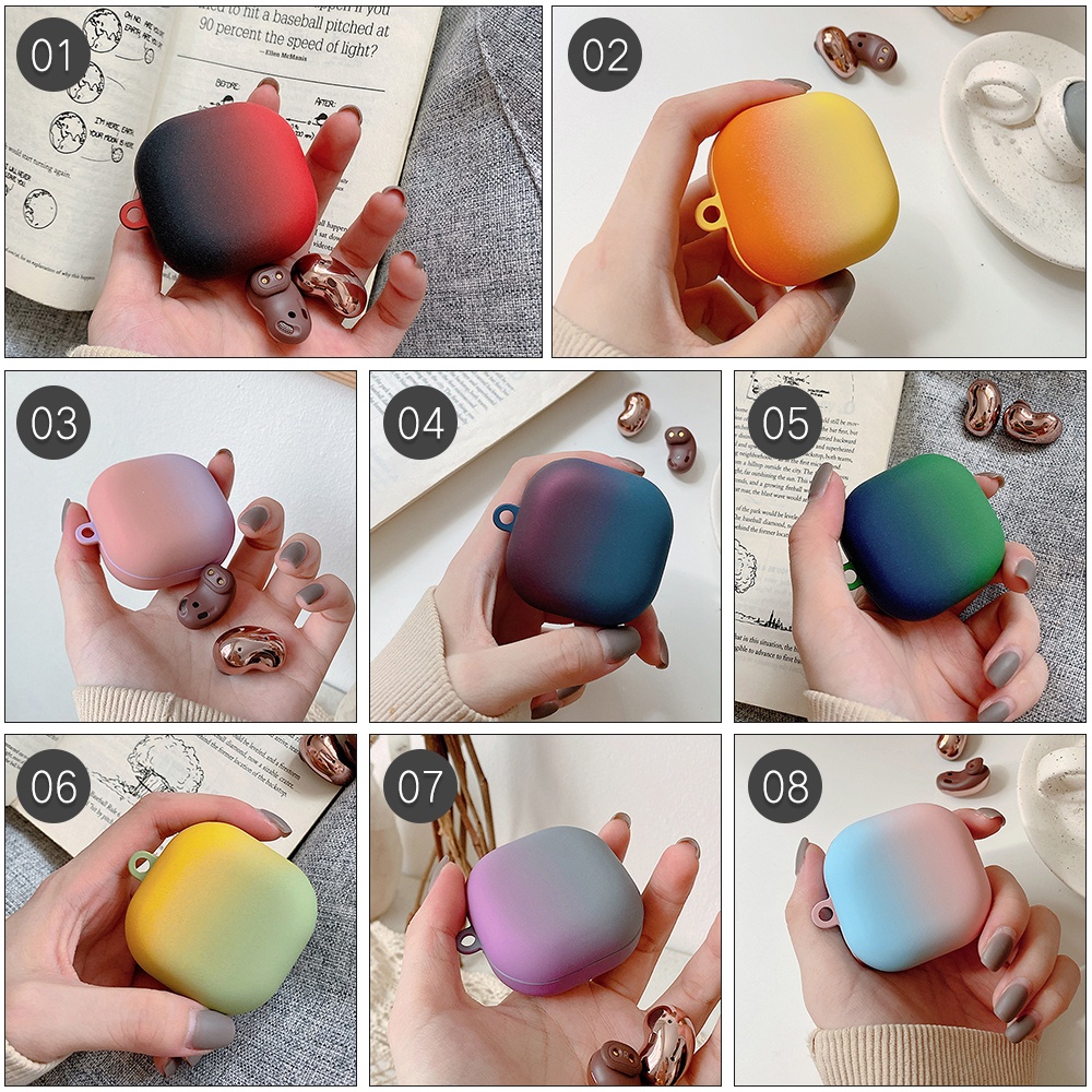 Vỏ bọc bảo vệ hộp sạc tai nghe không dây Samsung Galaxy Buds Live/ Buds Pro PC cứng nhám màu sắc gradient