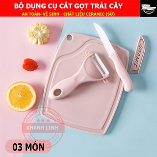 Bộ dao nhà bếp 3 món bằng sứ (ceramic) - Dụng cụ Cắt gọt trái cây - Đủ màu lựa chọn