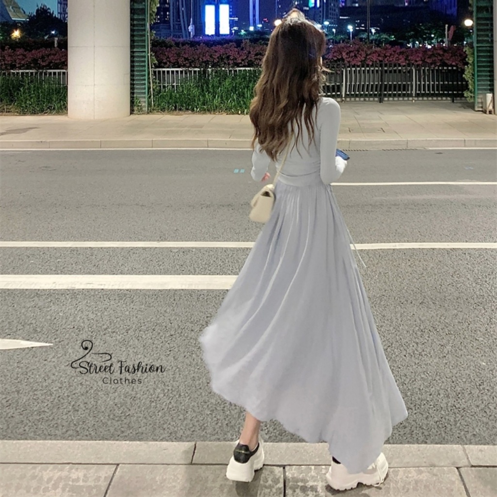 Váy dài tay thiêt kế chiết eo tôn dáng hot trend 2023