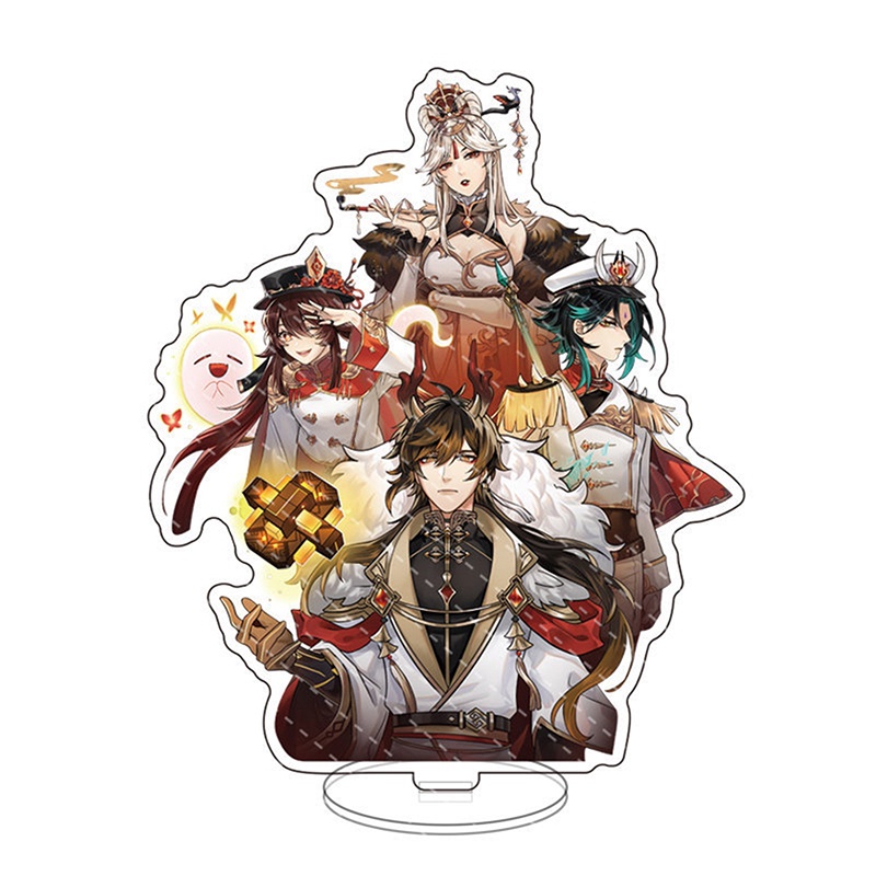 Mô Hình Hoa Genshin Va Chạm Đứng Acrylic Xiao Hutao Raiden Shogun Zhongli Trang Trí Bàn Làm Việc