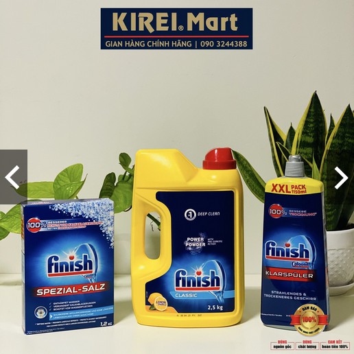 Combo - Bột rửa bát Finish Classic 2.5kg + Muối làm mềm nước 1.2kg + Nước bóng 1150ml ( Đức )