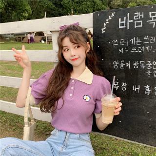 Áo Thun Polo Tay Ngắn In Hình Hoa Cúc Xinh Xắn Thời Trang 2020 Cho Sinh Viên