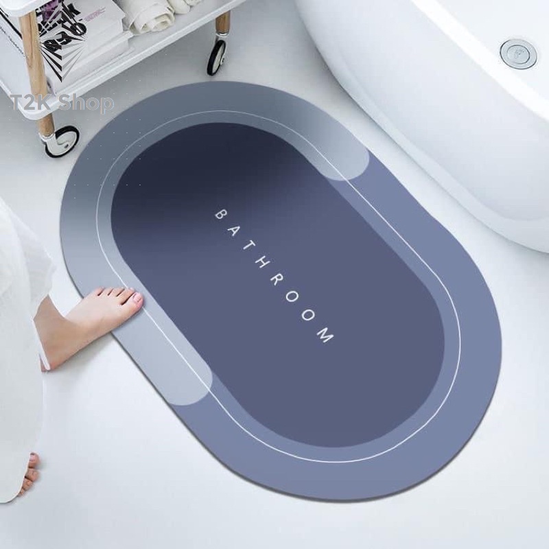 Thảm lau chùi chân silicon thấm nước để nhà tắm nhà bếp chống trượt 40x60cm - T2K Shop