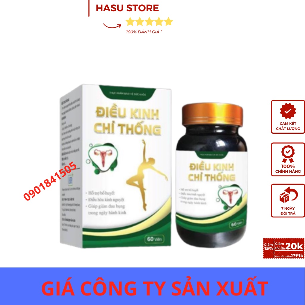 Điều Kinh Chỉ Thống Dứt Đau Bụng Kinh, Điều Hòa Kinh Nguyệt, Tăng Cường Sinh Lý Nữ - Hộp 30 Viên