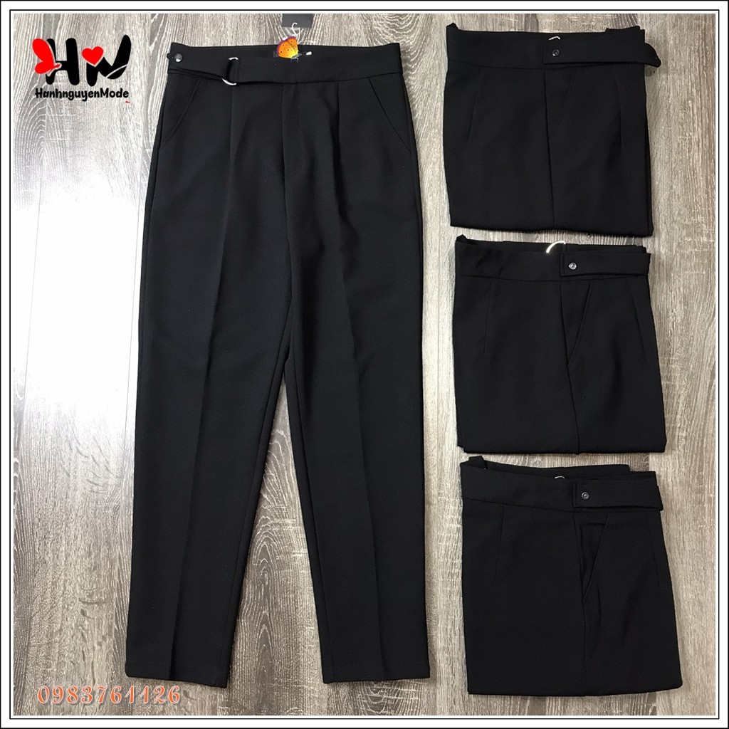 Quần baggy nữ khuyên chữ D cao cấp, quần vải nữ công sở chất Vitex dày dặn, form dáng chuẩn | BigBuy360 - bigbuy360.vn