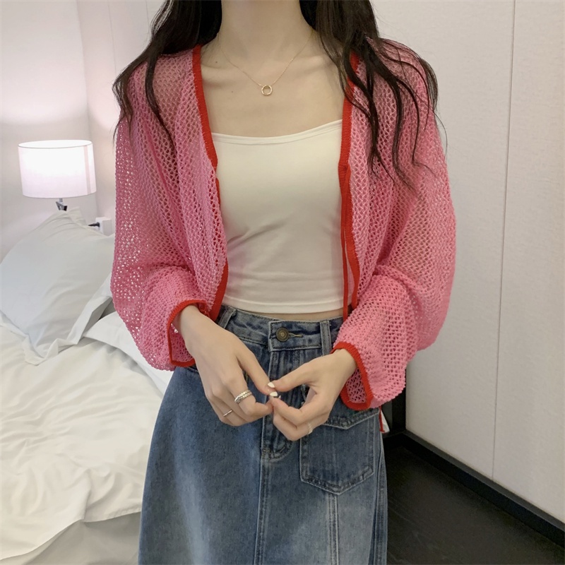 Áo khoác cardigan XIAOZHAINV dệt kim tay dài che nắng 5 màu sắc tùy chọn phong cách Hàn Quốc dành cho nữ