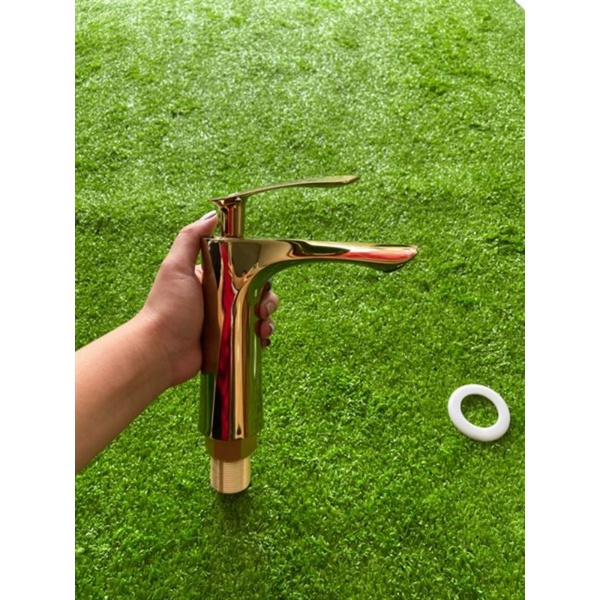 Vòi lavabo chiếc lá vàng 20cm
