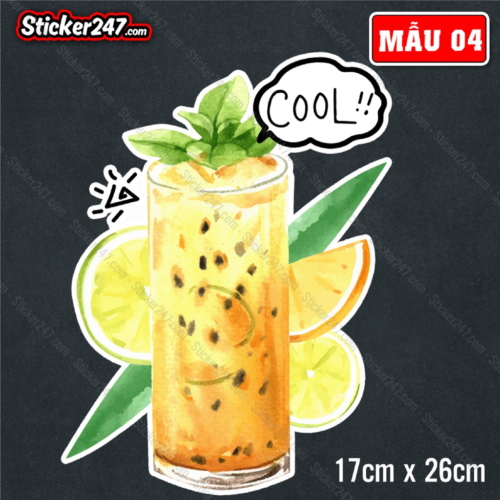 Sticker size lớn ly nước ép, sinh tố, trà sữa 𝑭𝒓𝒆𝒆𝒔𝒉𝒊𝒑 decal trang trí quán cà phê, trà sữa, quán ăn, dán tường, quầy