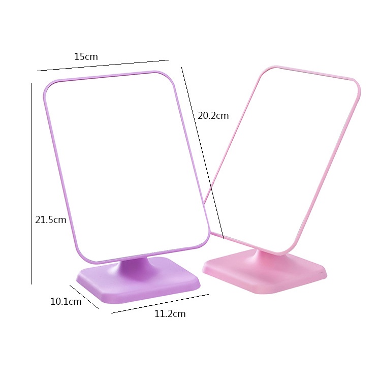 &lt;Tặng Sticker&gt;Gương Để Bàn Trang Điểm Khung Nhựa Chữ Nhật Dày Dặn 21.5*15cm  U149
