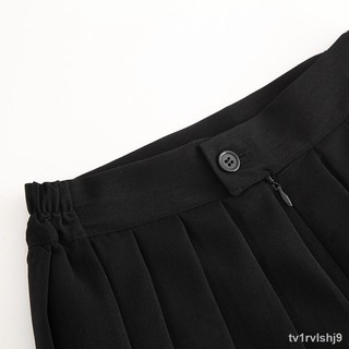 ™✙Cơ bản váy đồng phục jk đại học Nhật phong cách sinh viên ngắn eo đàn hồi xếp ly màu đen mùa xuân nữ