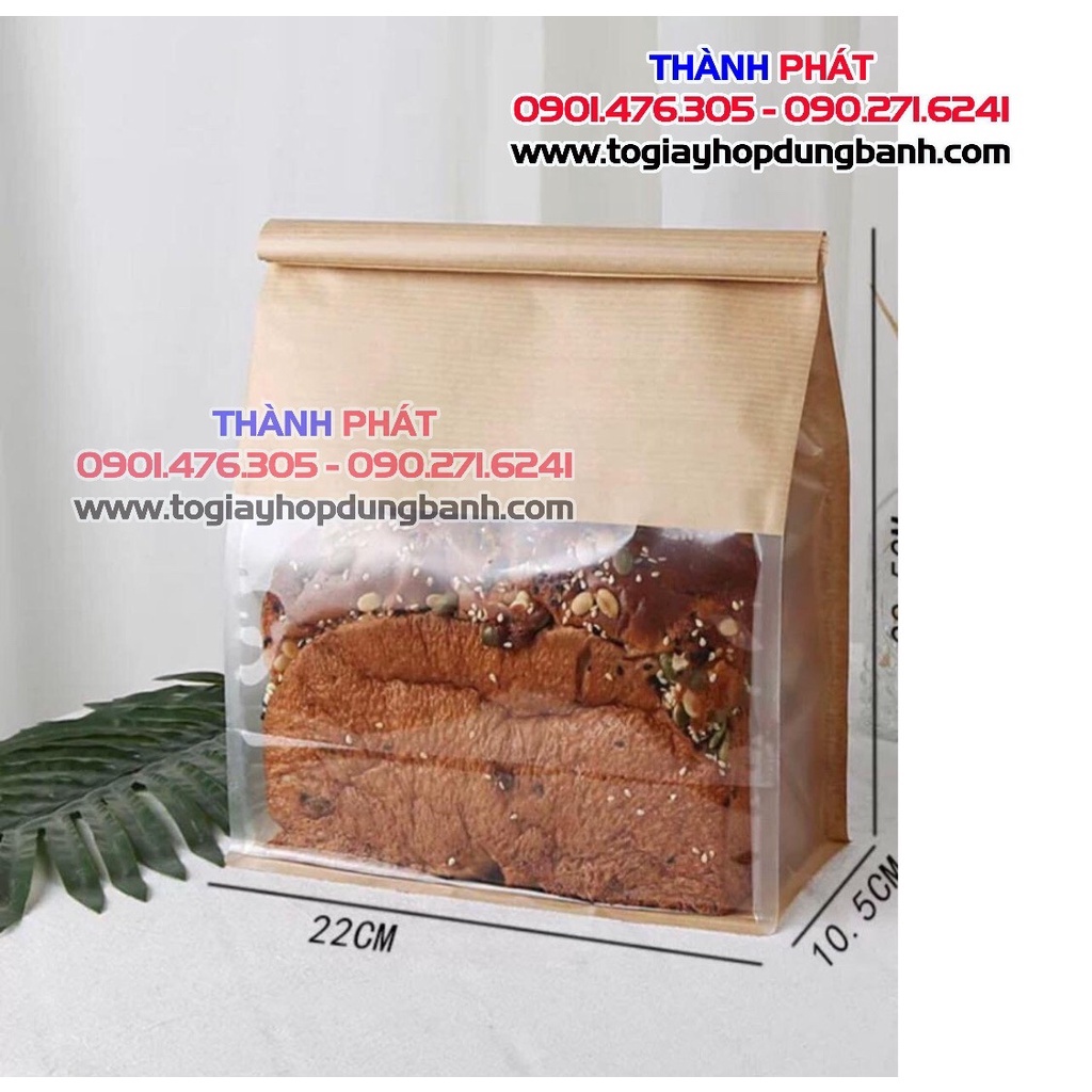 Túi giấy gấp mí lớn đựng Bánh mì, cookies, nougat