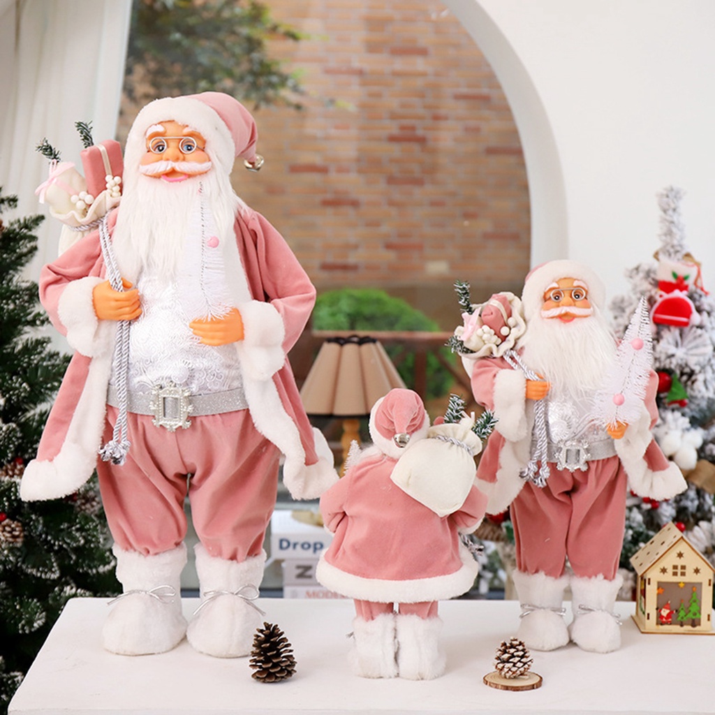 Phụ Kiện Trang Trí Giáng Sinh Hình Ông Già Noel Màu Hồng Khối Lượng Nhẹ