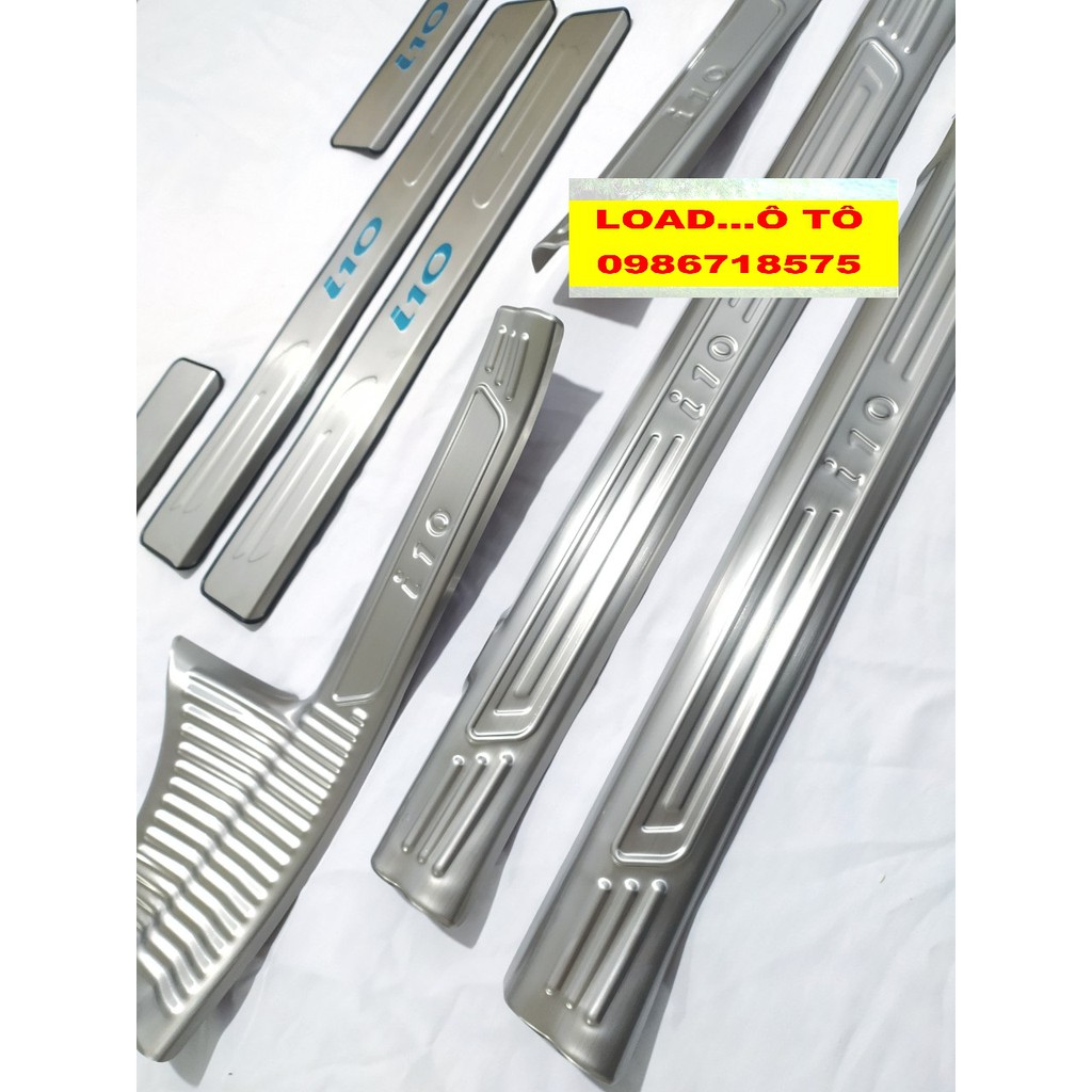 Ốp Bậc Cửa, Nẹp Bước Chân Trong, Ngoài Xe Huyndai i10 2022-2014 Chất Liệu Inox Cao Cấp