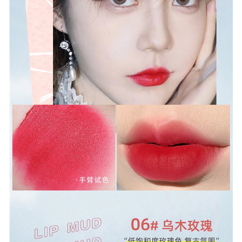 Son Môi Bùn Mềm Mịn Nhẹ Nhàng Tạo Hiệu Ứng Sương Mờ