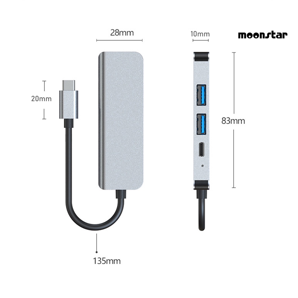 MO Docking Station Dual USB 3.0 Ports 4 in 1 4K High Definition Video Output USB C Cable Hub Converter for Computer
