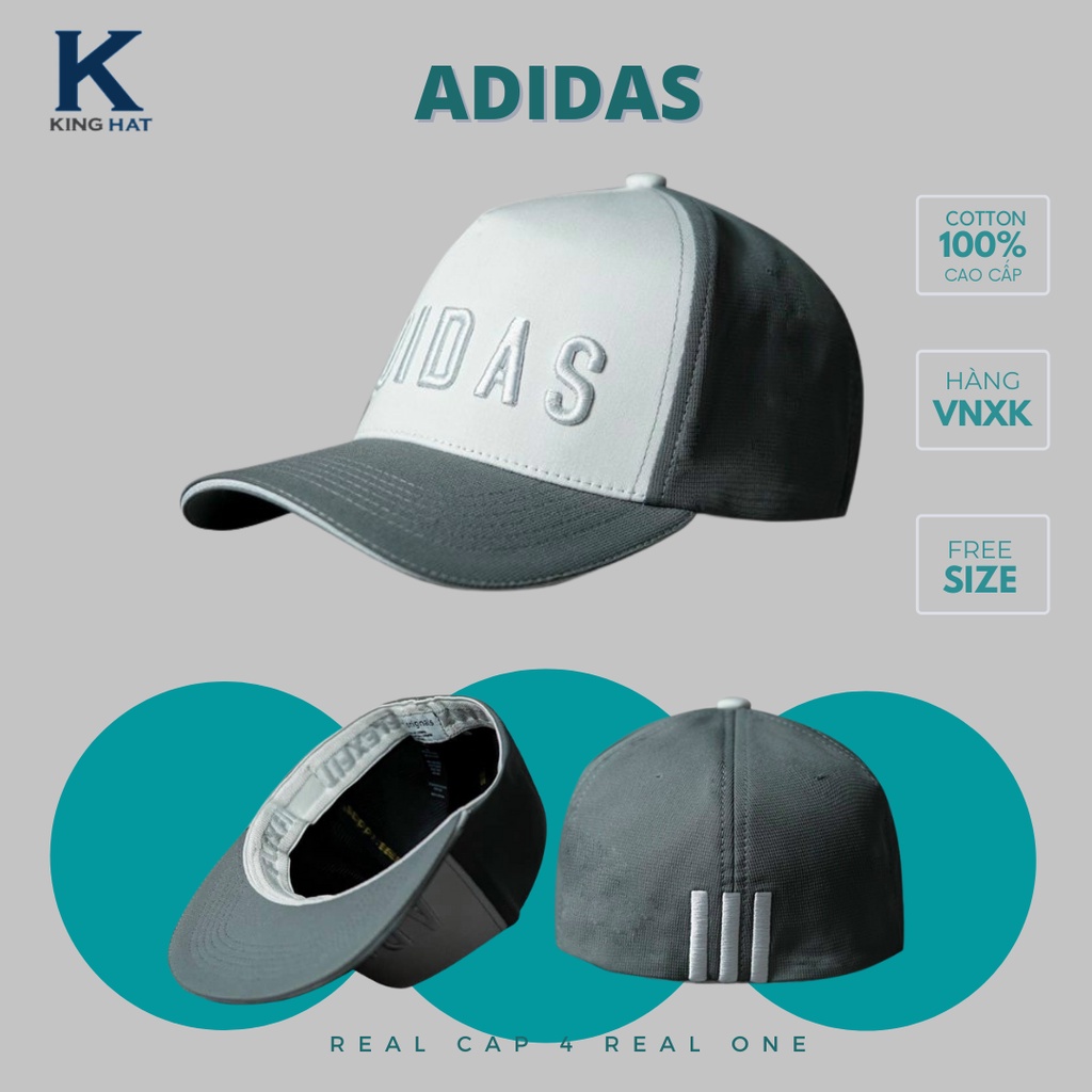 MŨ NÓN SNAPBACK ADIDAS BÍT ĐUÔI CHẤT COTTON THUN HÀN QUỐC CAO CẤP MÀU XÁM ĐEN ĐỎ