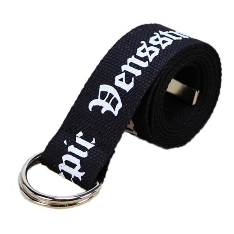 Thắt lưng canvas in chữ cá tính cho nữ