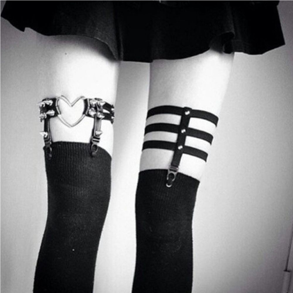 Dây đai garter đeo đùi có khóa và đinh tán phong cách punk gợi cảm free size nhiều màu cho nữ