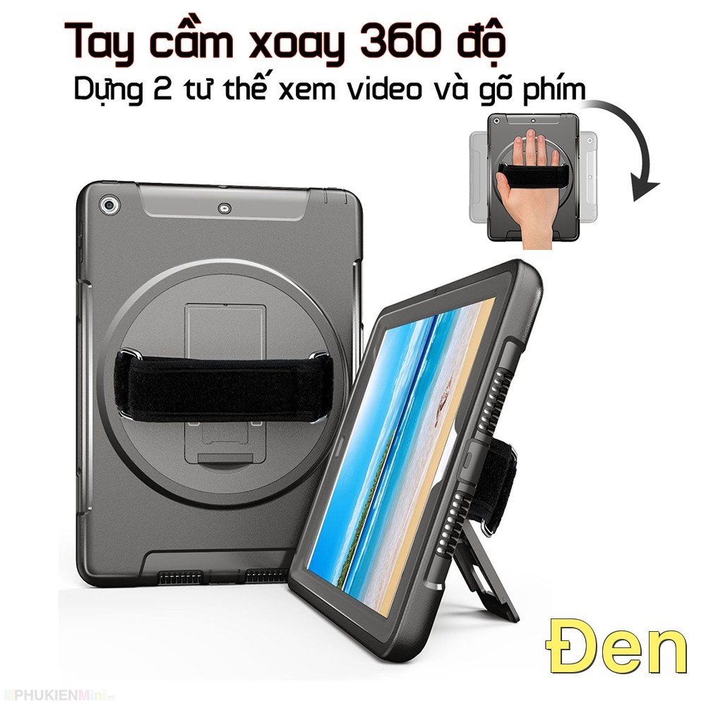 Ốp chống sốc có mâm xoay 360 cầm tay kèm chân chống, dây đeo vai cho iPad 9.7 2017 / 9.7 2018 | BigBuy360 - bigbuy360.vn