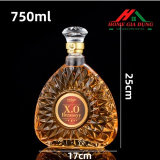 Vỏ bình thủy tinh xo đựng rượu 750ml, bình ngâm rượu xo tam giác có tem