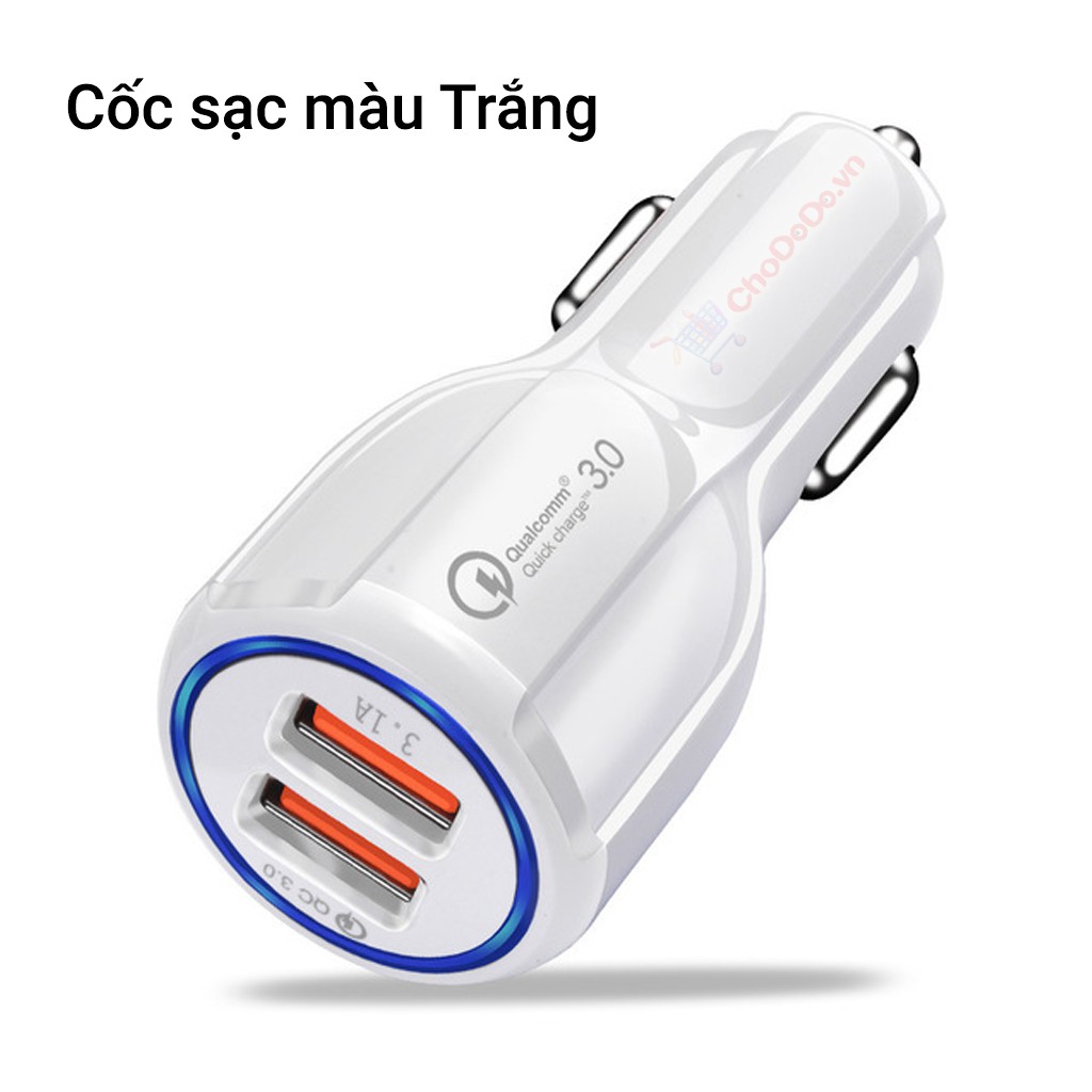 Cốc Sạc Nhanh xe Ôtô CS22 Quick Charge 3.0 9V 12V - Tẩu sạc Ôtô có 2 cổng USB