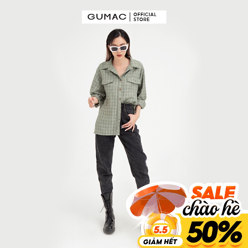 Áo sơ mi nữ phom rộng GUMAC đồ công sở thanh lịch AB421