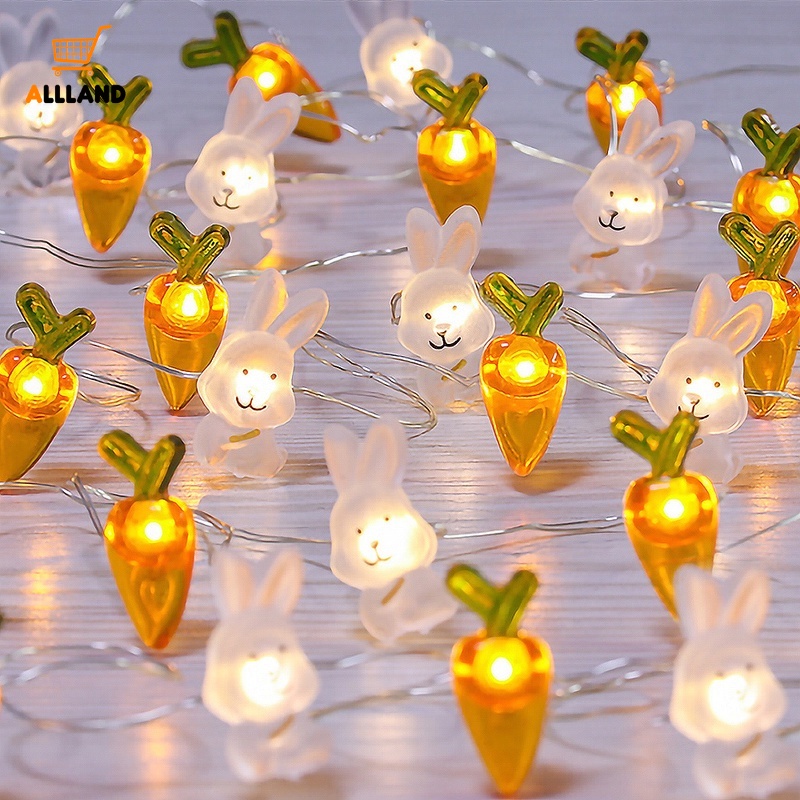 Dây Đèn Led Trang Trí 2M 20 Bóng Hình Thỏ Dễ Thương Chống Thấm Nước Kèm Hộp Pin Tiện Dụng