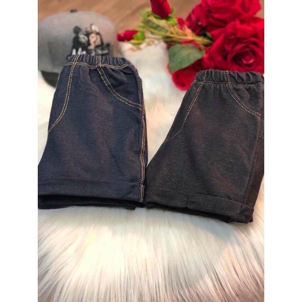 Combo 2 quần đùi thun giả jean mềm lật lai cho bé trai và bé gái