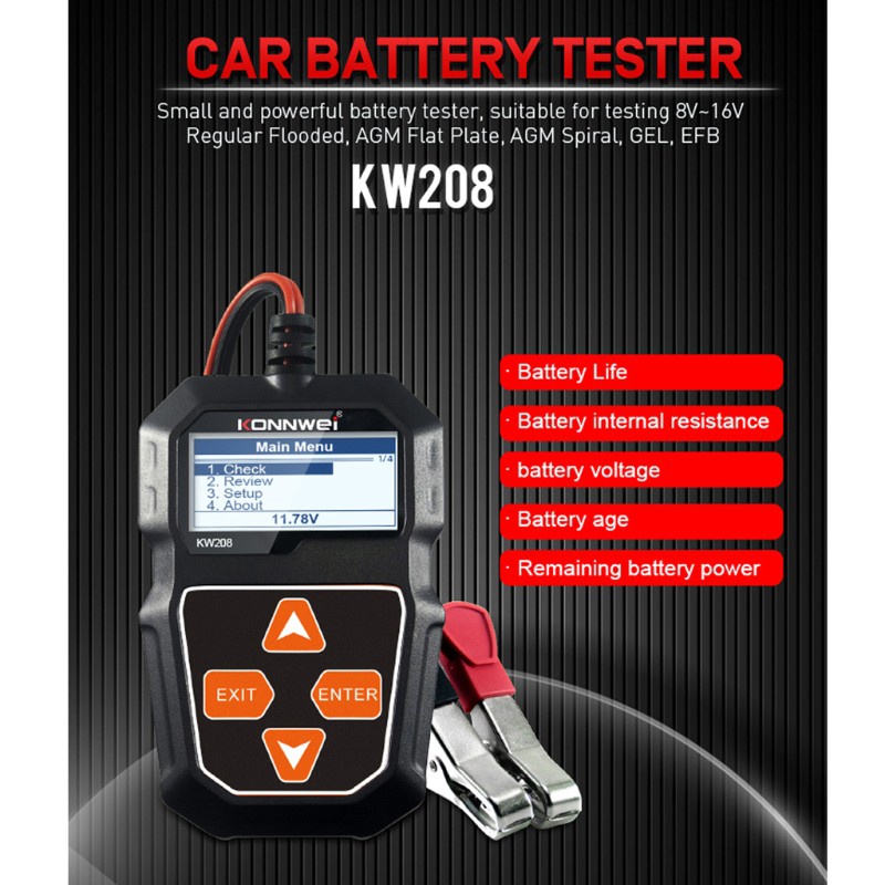 Thiết Bị Kiểm Tra Dung Lượng Pin Wer Kw208 12v 100-2000cca Cho Xe Hơi