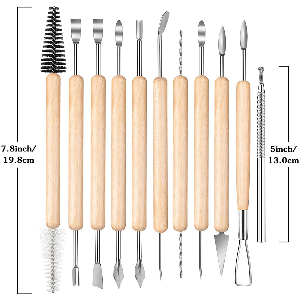 Pottery Clay Sculpting Tools, 22Pcs Wooden Handle Pottery Carving Tools &  Metal Scraper & Plastic Clay Shaping Tools