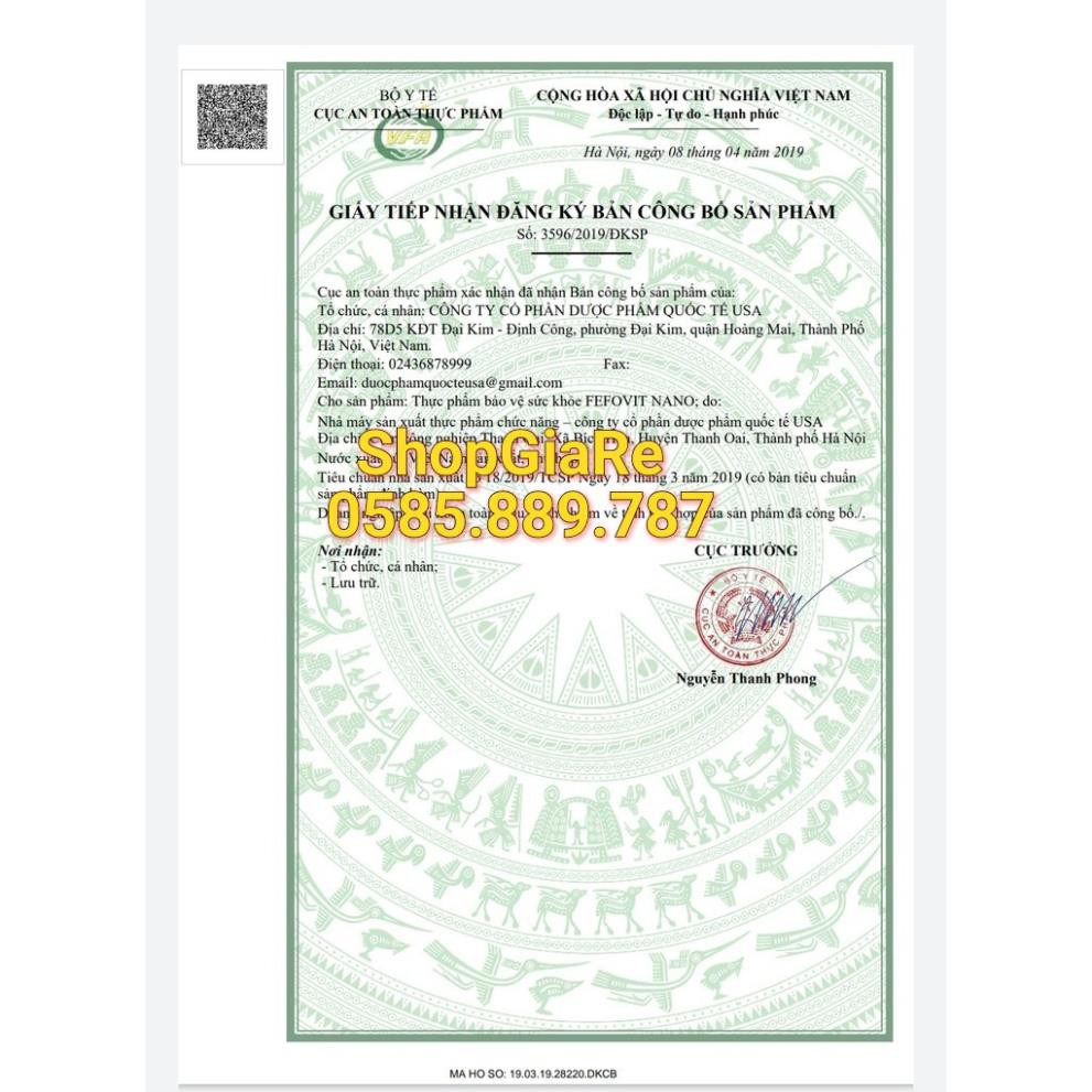 Fefovit Nano Bổ Sung Sắt, Tăng Cường Lưu Thông Máu Cho Phụ Nữ Mang Thai