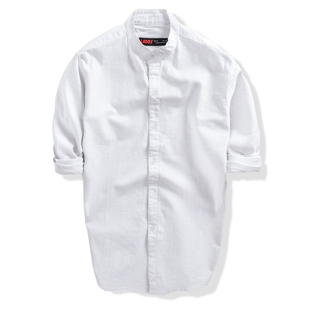 Áo sơ mi dài tay cổ trụ dành cho nam LADOS - 8057 chất vải Linen thô - Áo sơ mi nam thời trang | BigBuy360 - bigbuy360.vn