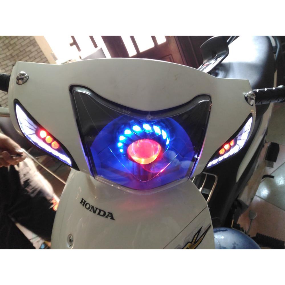 Đèn Pha Led Projector Lens H-09 Logo yamaha và honda Gương Cầu Lốc Xoáy Cho Xe Máy