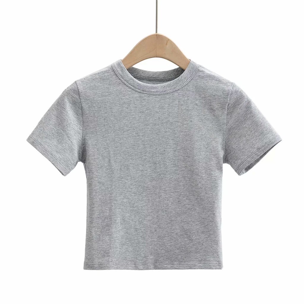 Áo Thun Croptop Nữ Tay Ngắn Cổ Tròn Cao Form Ôm Body Màu Trắng | BigBuy360 - bigbuy360.vn