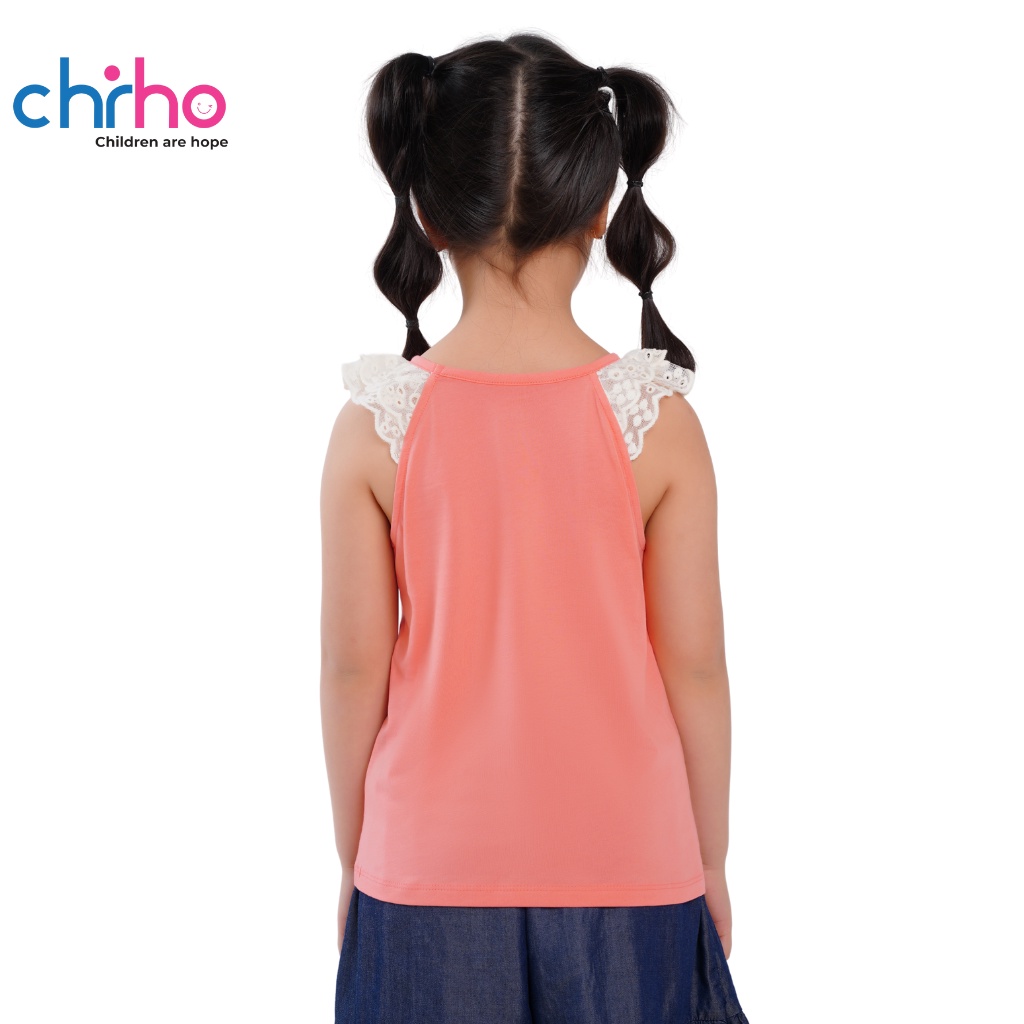 Áo Tanktop Bé Gái CHIHO Chất Liệu Cotton Thoáng Mát Phối Tay Ren Lưới Cho Trẻ Từ 2-9 Tuổi, Màu Trắng, Xanh, Cam GTT203R