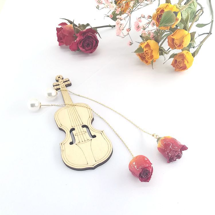 【Fugui Brand】 Trang sức mới sản phẩm bông hoa bất tử hoa bông hồng thật sự ngọc trai vành tai