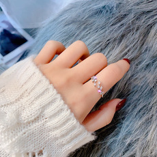 Nhẫn mở hình lá đính pha lê thời trang tinh tế cho nữ