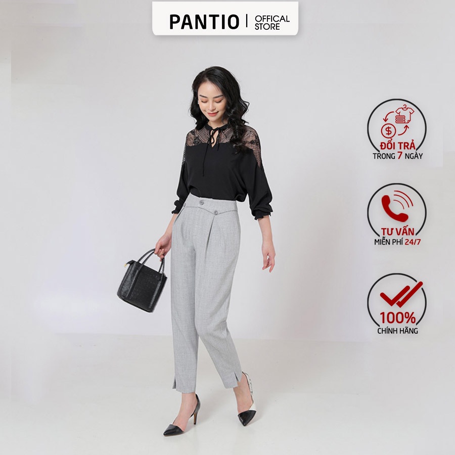 Áo sơ mi chất liệu lụa cổ thắt nơ pha ren thời trang FAS31517 - PANTIO
