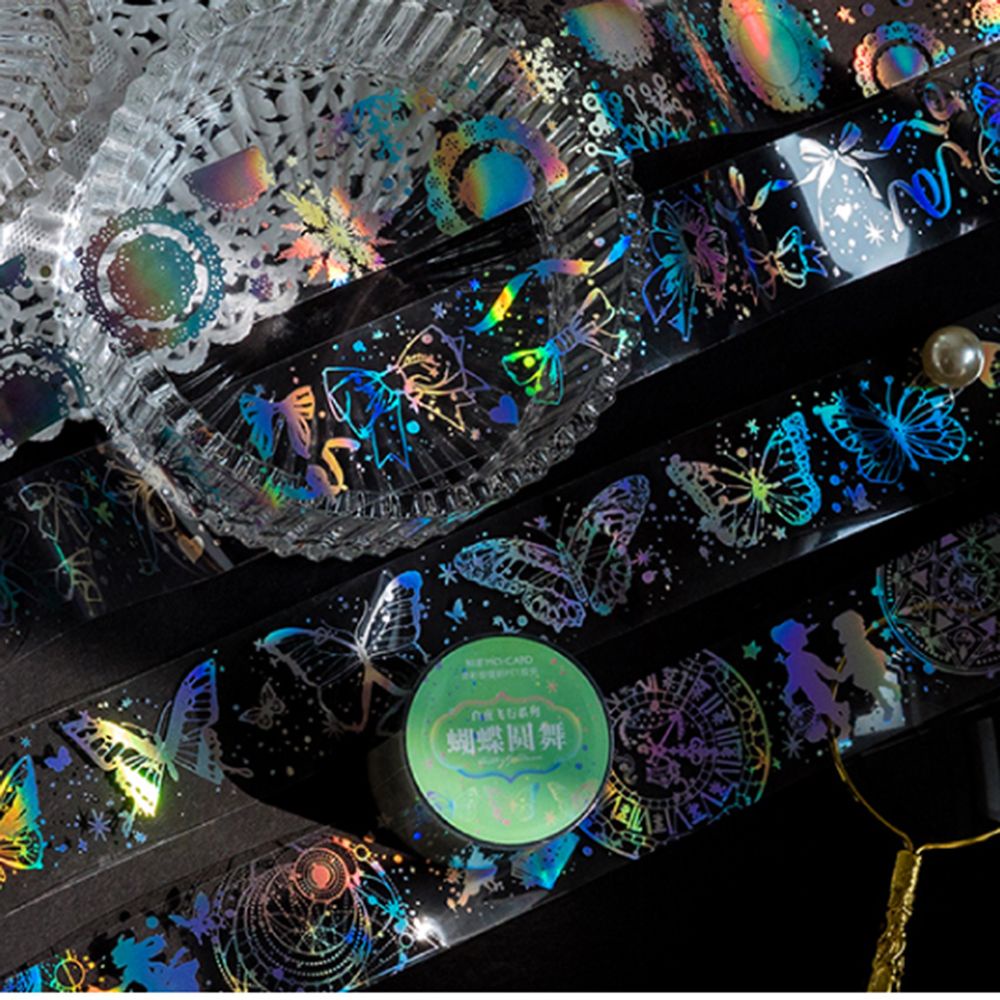 Miếng dán washi độc đáo họa tiết bướm thần tiên trong suốt trang trí tạp chí