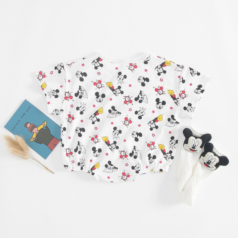 Áo liền quần họa tiết hoạt hình tay ngắn đáng yêu dành cho bé