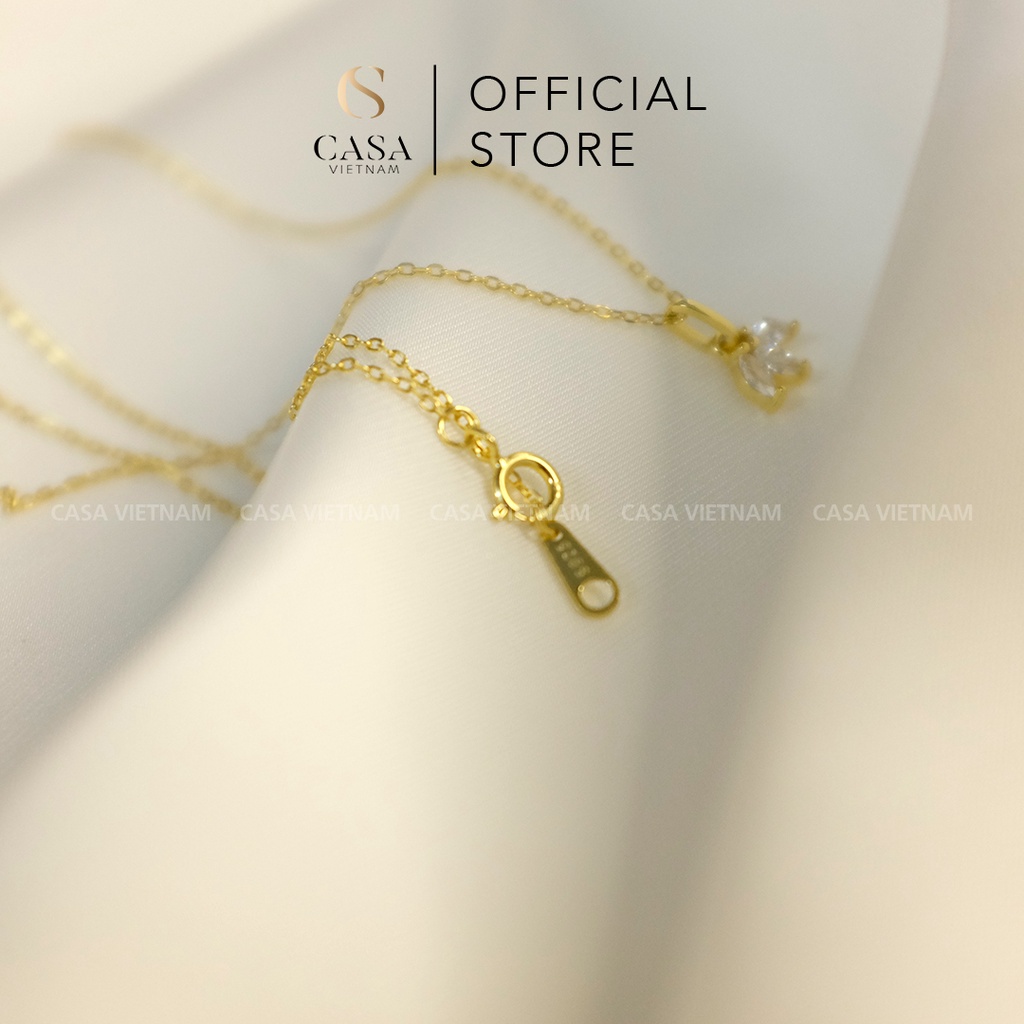 CASA Dây chuyền Bạc 925 mạ vàng mặt 3 LÁ dành cho nữ CASAN029