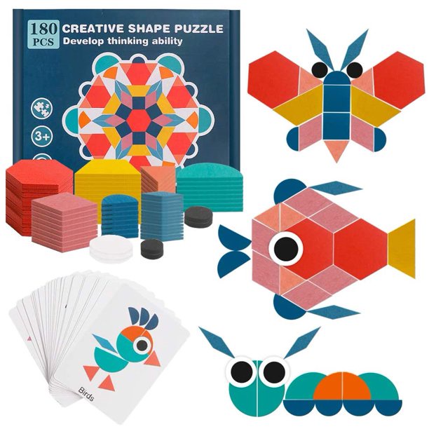 Bộ xếp hình Creative Shape Puzzle bằng gỗ 180 chi tiết cho bé thỏa sức sáng tạo