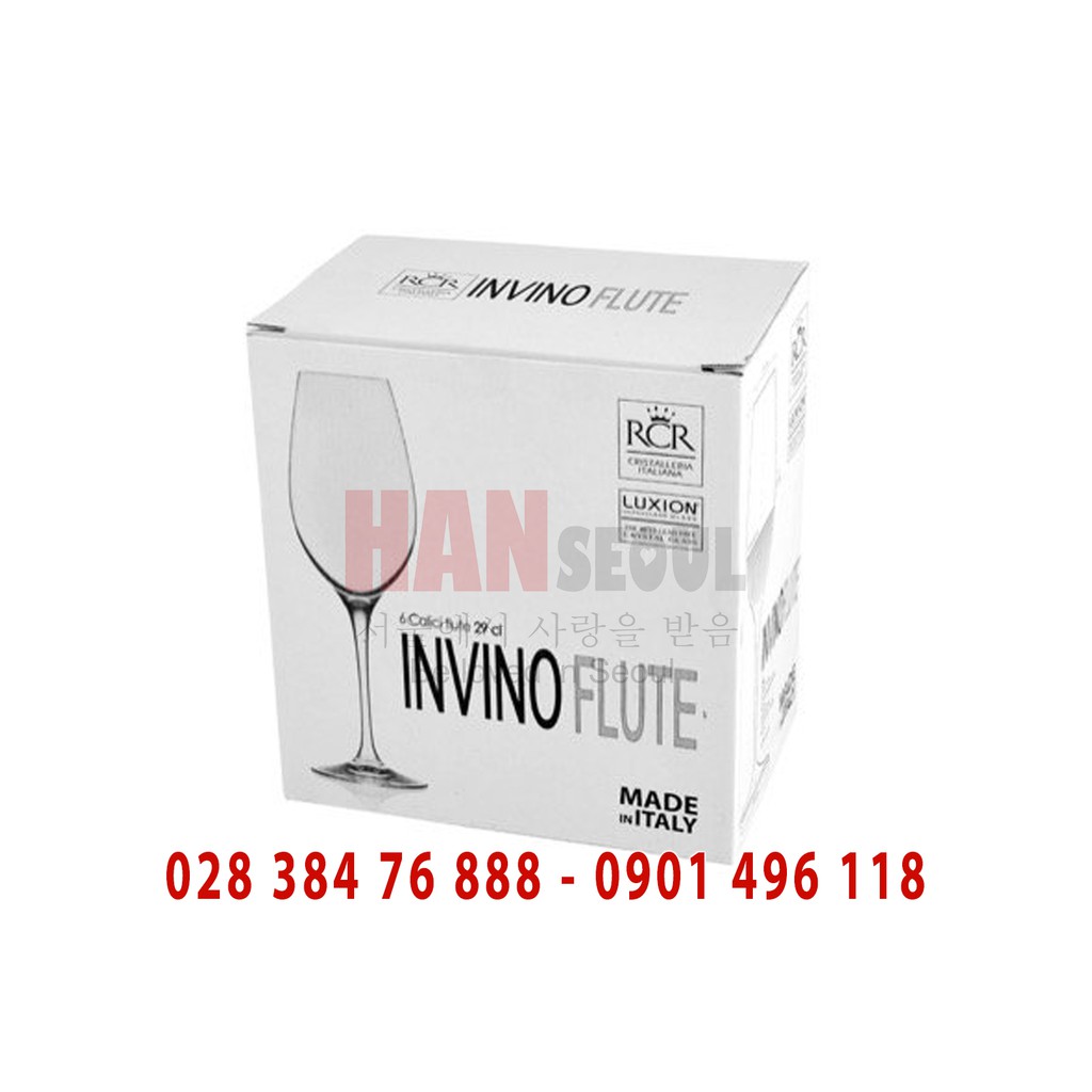 Bộ 6 ly pha lê rượu champagne RCR của Ý dòng Luxion ® Invino FLUTE 290ml (Goblet for Champagne)