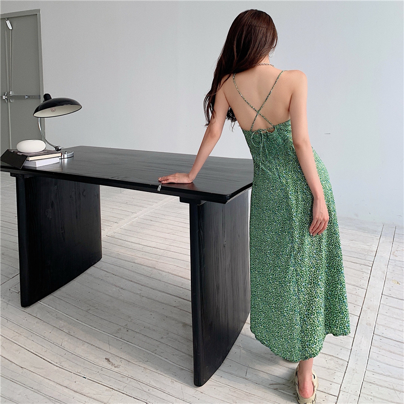 Đầm Maxi không tay xẻ tà họa tiết hoa độc đáo thời trang mùa hè cho nữ