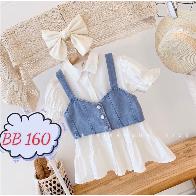 áo váy babydoll vải thô áo yếm jean mềm 8-20ký