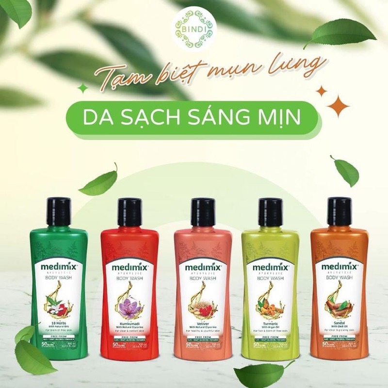 SỮA TẮM MEDIMIX THẢO DƯỢC ẤN ĐỘ - 300ML MỤN LƯNG THÂM SẠM ĐỀU MÀU SÁNG DA AN TOÀN CHIẾT XUẤT THIÊN NHIÊN - THUẦN CHAY